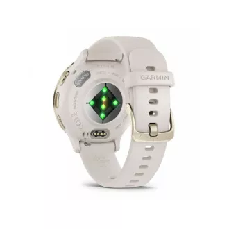 Garmin Venu® 3S, Nerezová luneta Soft Gold, pouzdro Ivory, silikonový řemínek