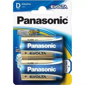 PANASONIC Alkalické baterie EVOLTA Platinum LR20EGE/2BP D 1, 5V (Blistr 2ks)