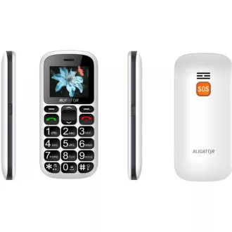 Aligator A321 Senior Dual SIM, bílá + nabíjecí stojánek