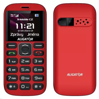 Aligator A720 4G Senior, červeno-černá + nabíjecí stojánek