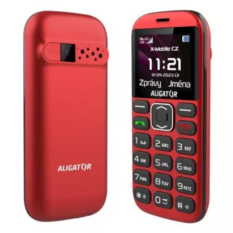 Aligator A720 4G Senior, červeno-černá + nabíjecí stojánek