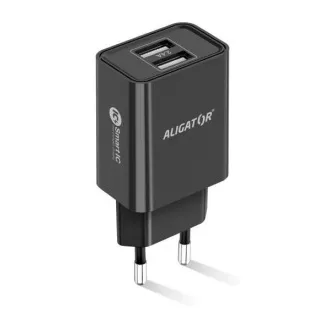 Aligator síťová nabíječka, 2x USB, smart IC, 2, 4 A, kabel Lightning 2A, černá