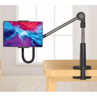 FIXED univerzální držák RELAX na tablet/telefon pro upevnění na stůl s otočným a nastavitelným ramenem, černá