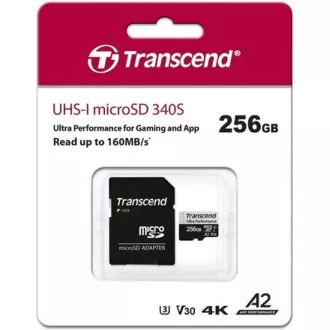 TRANSCEND MicroSDXC karta 256GB 340S, UHS-I U3 A2 Ultra Performace 160/125 MB/s