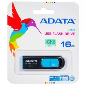 ADATA Flash Disk 16GB UV128, USB 3.1 Dash Drive (R:40/W:25 MB/s) černá/modrá ADATA Flash Disk 16GB UV128, USB 3.1 Dash Drive (R:40/W:25 MB/s) černá/modrá