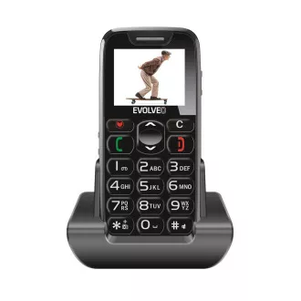 EVOLVEO EasyPhone, mobilní telefon pro seniory s nabíjecím stojánkem (černá barva)