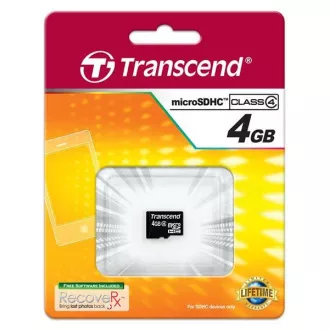 TRANSCEND MicroSDHC karta 4GB Class 4, bez adaptéru
