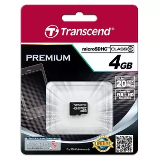 TRANSCEND MicroSDHC karta 4GB Class 10, bez adaptéru