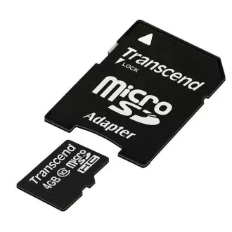 TRANSCEND MicroSDHC karta 4GB Class 10 + adaptér