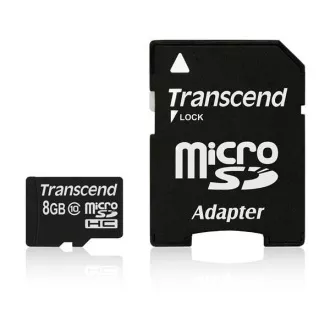 TRANSCEND MicroSDHC karta 8GB Class 10 + adaptér TRANSCEND MicroSDHC karta 8GB Class 10 + adaptér