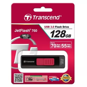 TRANSCEND Flash Disk 128GB JetFlash®760, USB 3.0 (R:85/W:34 MB/s) černá/červená