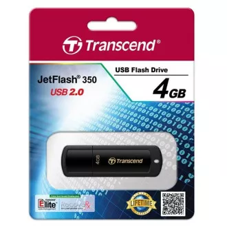 TRANSCEND Flash Disk 4GB JetFlash®350, USB 2.0 (R:13/W:4 MB/s) černá