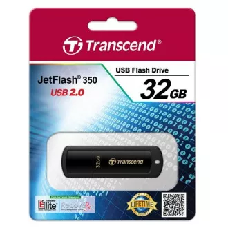 TRANSCEND Flash Disk 32GB JetFlash®350, USB 2.0 (R:16/W:6 MB/s) černá