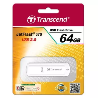 TRANSCEND Flash Disk 64GB JetFlash®370, USB 2.0 (R:16/W:6 MB/s) bílá