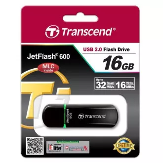 TRANSCEND Flash Disk 16GB JetFlash®600, USB 2.0 (R:32/W:16 MB/s) černá/zelená