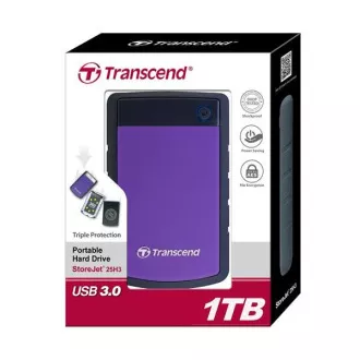 TRANSCEND externí HDD USB 3.1 StoreJet 25H3P, 1TB, Purple (nárazuvzdorný)
