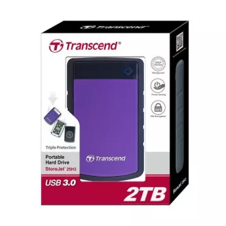TRANSCEND externí HDD USB 3.1 StoreJet 25H3P, 2TB, Purple (nárazuvzdorný)