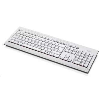 FUJITSU Klávesnice KB521 USB CZ/SK/US + 12 multimedia keys - postříkání odolná - marble grey - bílá FUJITSU Klávesnice KB521 USB CZ/SK/US + 12 multimedia keys - postříkání odolná - marble grey - bílá
