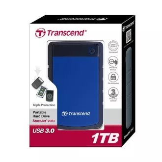 TRANSCEND externí HDD USB 3.0 StoreJet 25H3B, 1TB, Blue (nárazuvzdorný)