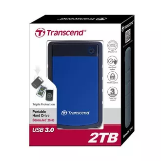 TRANSCEND externí HDD USB 3.0 StoreJet 25H3B, 2TB, Blue (nárazuvzdorný)