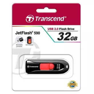 TRANSCEND Flash Disk 32GB JetFlash®590K, USB 2.0 (R:16/W:6 MB/s) černá