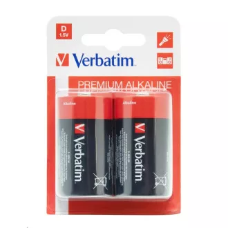 VERBATIM Alkalické baterie D, 2 PACK / LR20