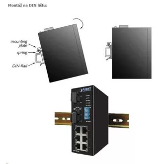 Planet ISW-501T, 5x 10/100, DIN, IP30, rozšířený teplotní rozsah -40~75 st.C