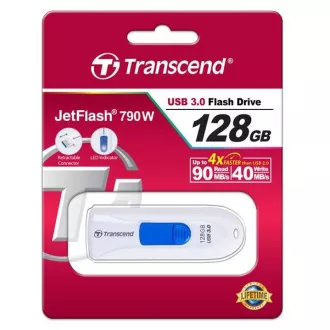 TRANSCEND Flash Disk 128GB JetFlash®790, USB 3.1 (R:90/W:40 MB/s) bílá/modrá