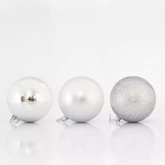 Eurolamp Vánoční ozdoby plastové stříbrné koule, 10 cm, set 6 ks