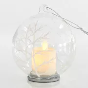 Eurolamp Vánoční ozdoby skleněný světelný míček, svíčka, 10 cm, set 2 ks