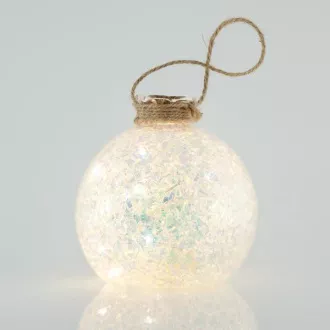 Eurolamp Vánoční dekorace skleněná osvětlující koule, 10 cm, set 2 ks