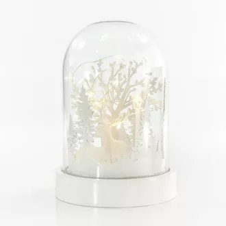 Eurolamp Osvětlená kopule, s jeleny a stromy, 10 LED, 12,5 x 18,5 cm, 1 ks
