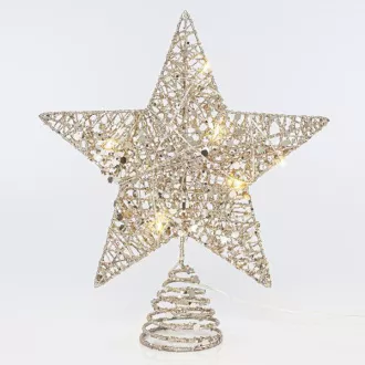 Eurolamp Zlatá vánoční hvězda na strom, 10 teple bílých LED diod, 25,4 cm, 1 ks Eurolamp Zlatá vánoční hvězda na strom, 10 teple bílých LED diod, 25,4 cm, 1 ks