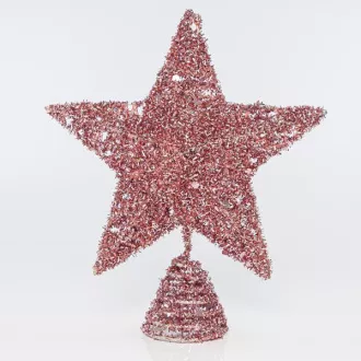 Eurolamp Růžová vánoční hvězda na strom s flitry, 25,4 cm, 1 ks