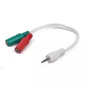GEMBIRD Kabel rozdvojka jack 3, 5mm (4 pólový) na 2x3, 5mm M/F, 20cm, bíla