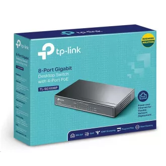 TP-Link switch TL-SG1008P (8xGbE, 4xPoE+, 64W, fanless)