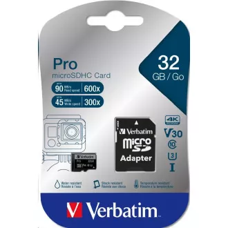 VERBATIM MicroSDHC karta 32GB Pro, U3 + adaptér