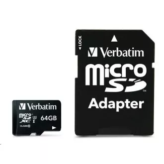 VERBATIM MicroSDXC karta 64GB Pro, U3 + adaptér