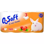 Toaletní papír Q-SOFT 3vrs. 160útržků 8ks broskev / prodej po balení