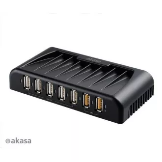 AKASA HUB USB Connect 7FC, 5x USB 2.0, 2 nabíjecí porty USB, externí, s napájecím adaptérem