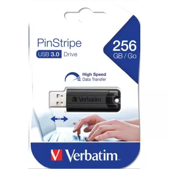 VERBATIM Flash Disk 256GB PinStripe USB 3.0, černá