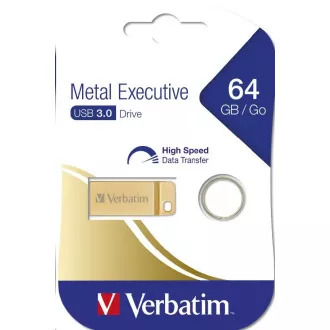 VERBATIM Flash Disk 64GB Metal Executive, USB 3.0, zlatá