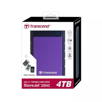 TRANSCEND externí HDD USB 3.1 StoreJet 25H3P, 4TB, Purple (nárazuvzdorný)