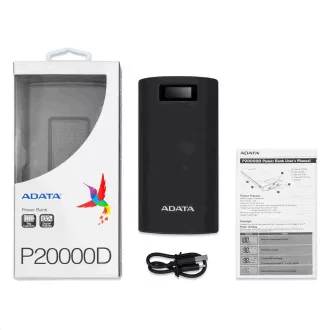 ADATA PowerBank P20000D - externí baterie pro mobil/tablet 20000mAh, 2, 1A, černá