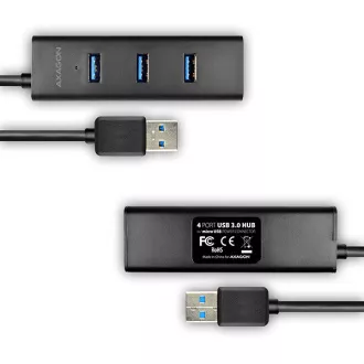 AXAGON HUE-S2BL, 4x USB 3.0 CHARGING hub, micro USB nap. konektor, kabel USB-A 1.2m