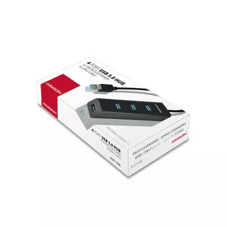 AXAGON HUE-S2BL, 4x USB 3.0 CHARGING hub, micro USB nap. konektor, kabel USB-A 1.2m