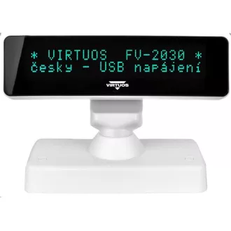 Virtuos VFD zákaznický displej Virtuos FV-2030W 2x20 9mm, USB, bílý
