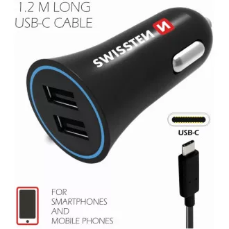 CL ADAP.24A POW.2xUSB+KAB.USB-C SWISSTEN