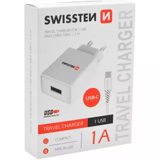 SÍŤ.1xUSB 1A +KAB.USB/TYPE C SWISSTEN