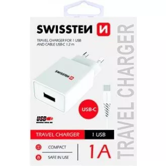 SÍŤ.1xUSB 1A +KAB.USB/TYPE C SWISSTEN